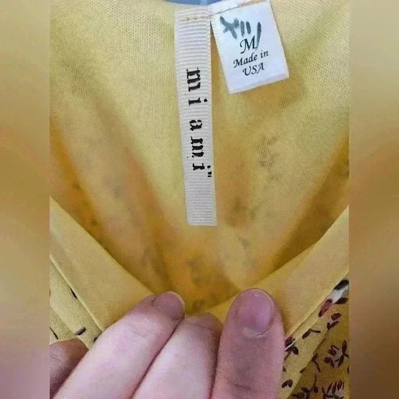 Mi Ami Yellow Floral Asymmetrical Maxi Dress Size Medium - Picture 6 of 6